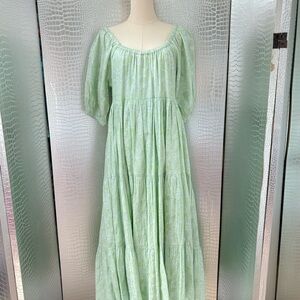 Roller Rabbit Pastel Green Metallic Maxi Dress